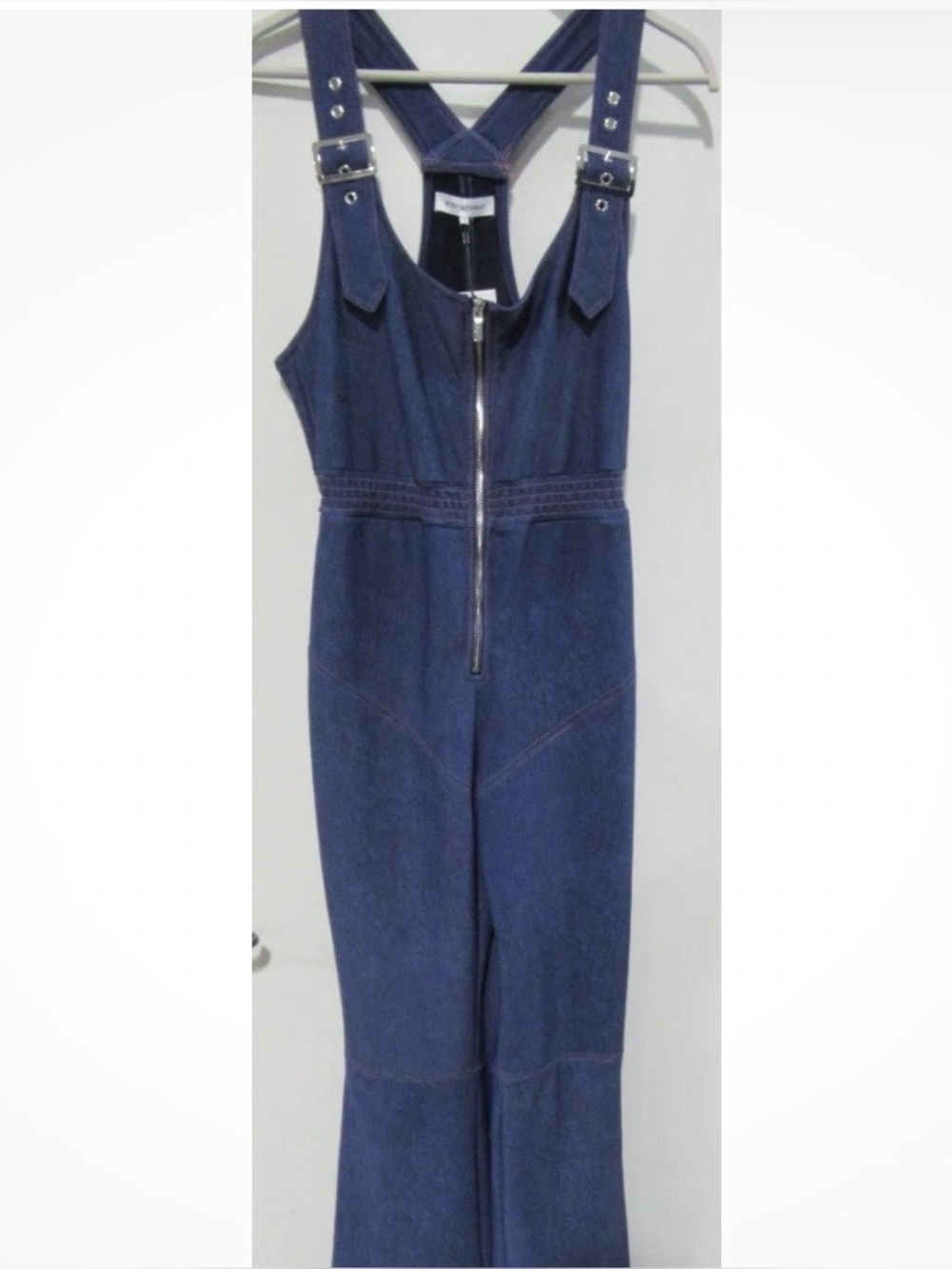 WeWoreWhat denim flare overalls jumpsuit